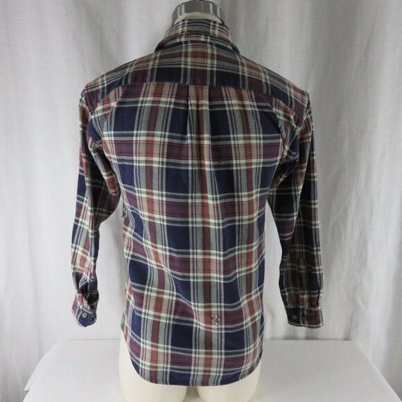 Vintage Eddie Bauer M Heavy Twill Red Blue Green Plaid Button Front Shirt - Picture 5 of 11